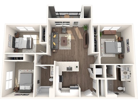 Solis at Petrosa 3 bed 2 bath 3D floor plan